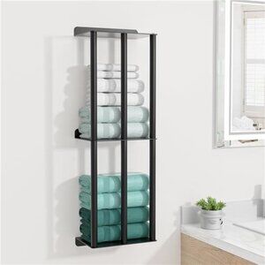 Towel Racks for Bathroom, Wall Mounted Towel Holder, 2 Tier Towel Rack w/ Shelf